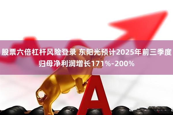股票六倍杠杆风险登录 东阳光预计2025年前三季度归母净利润增长171%-200%