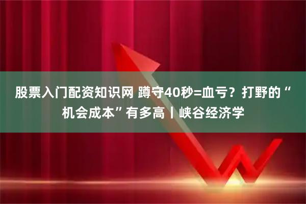 股票入门配资知识网 蹲守40秒=血亏？打野的“机会成本”有多高丨峡谷经济学
